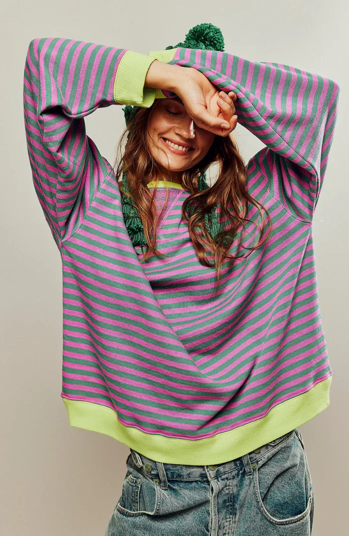 Sweat à rayures marine et blanche femme