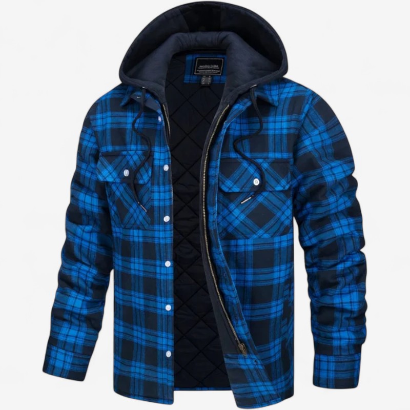 Veste en carreaux classique avec manches longues et poches pratiques