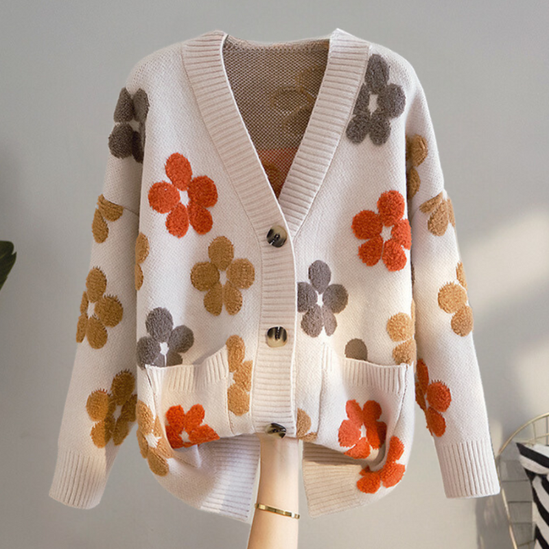Cardigan Floral Élégant à Manches Longues - LuxeStyle
