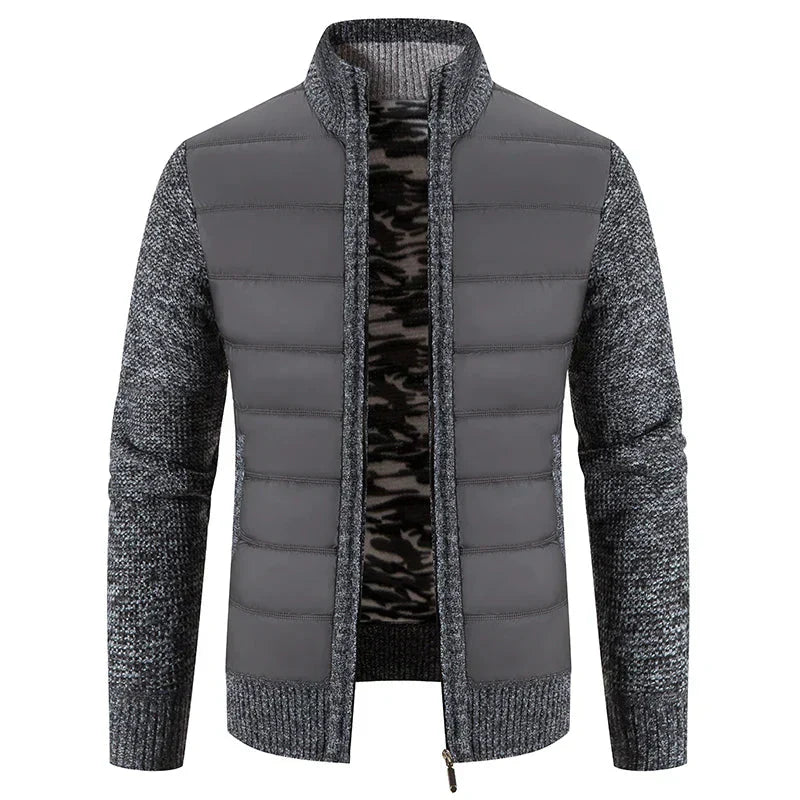 Veste Tricotée Élégante pour Homme – Col Montant & Éclair - LuxeStyle