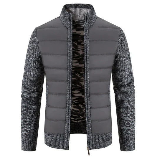 Veste Tricotée Élégante pour Homme – Col Montant & Éclair - LuxeStyle