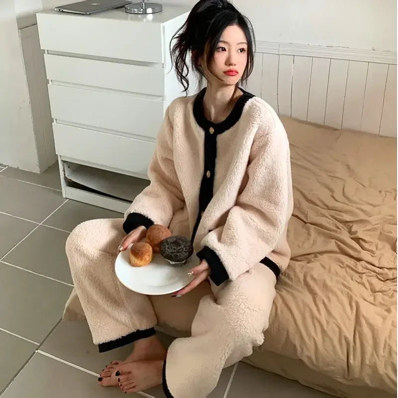 Pyjama Femme Hiver Chaud À Manches Longues