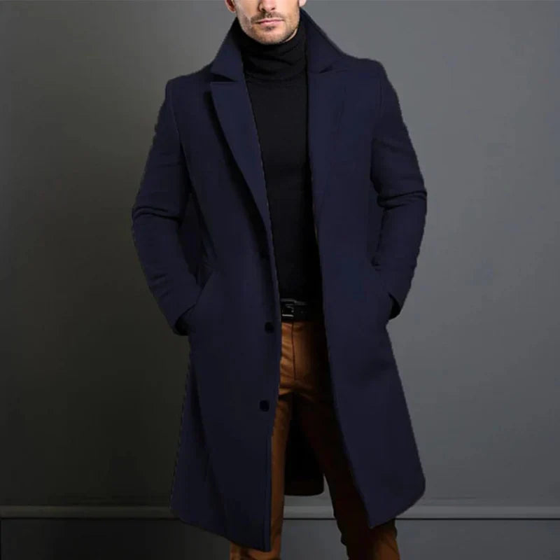 Manteau Homme Hiver Élégant Long Col Montant