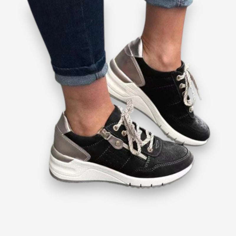 Chaussures Décontractées à Lacets avec Fermeture Éclair et Semelle Platte