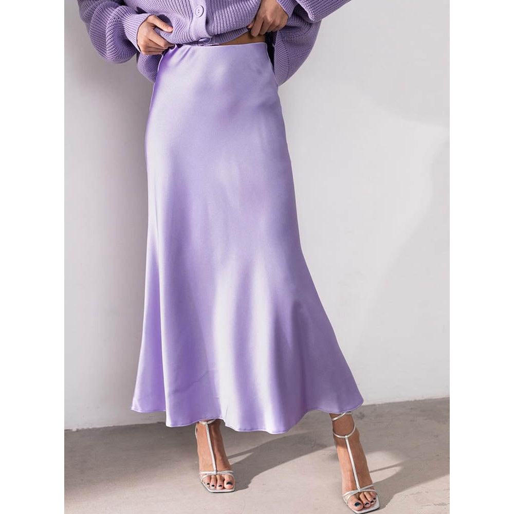 Jupe Femme Élégante Taille Haute Mi-Mollet