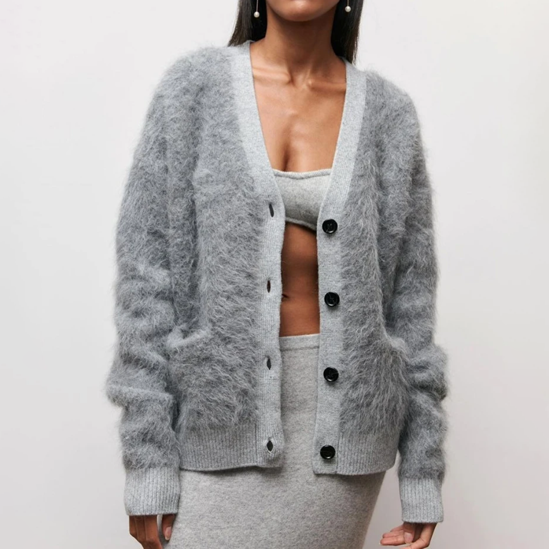 Gilet femme douillet vert forestier à boutons