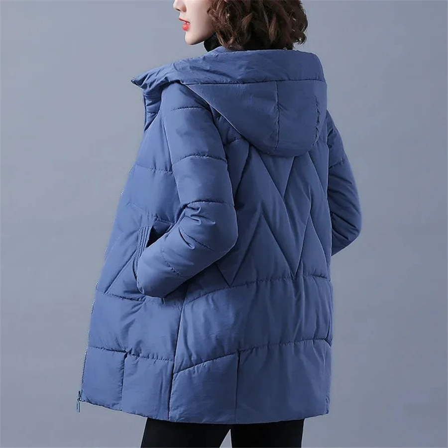 Veste Douillette Col Rond Côtelée pour Femme Automne-Hiver