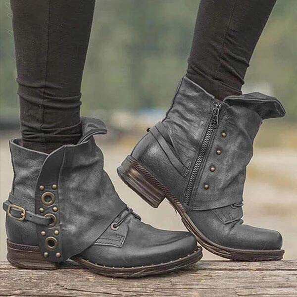Bottines Chic à Talon avec Fermeture Éclair Côté