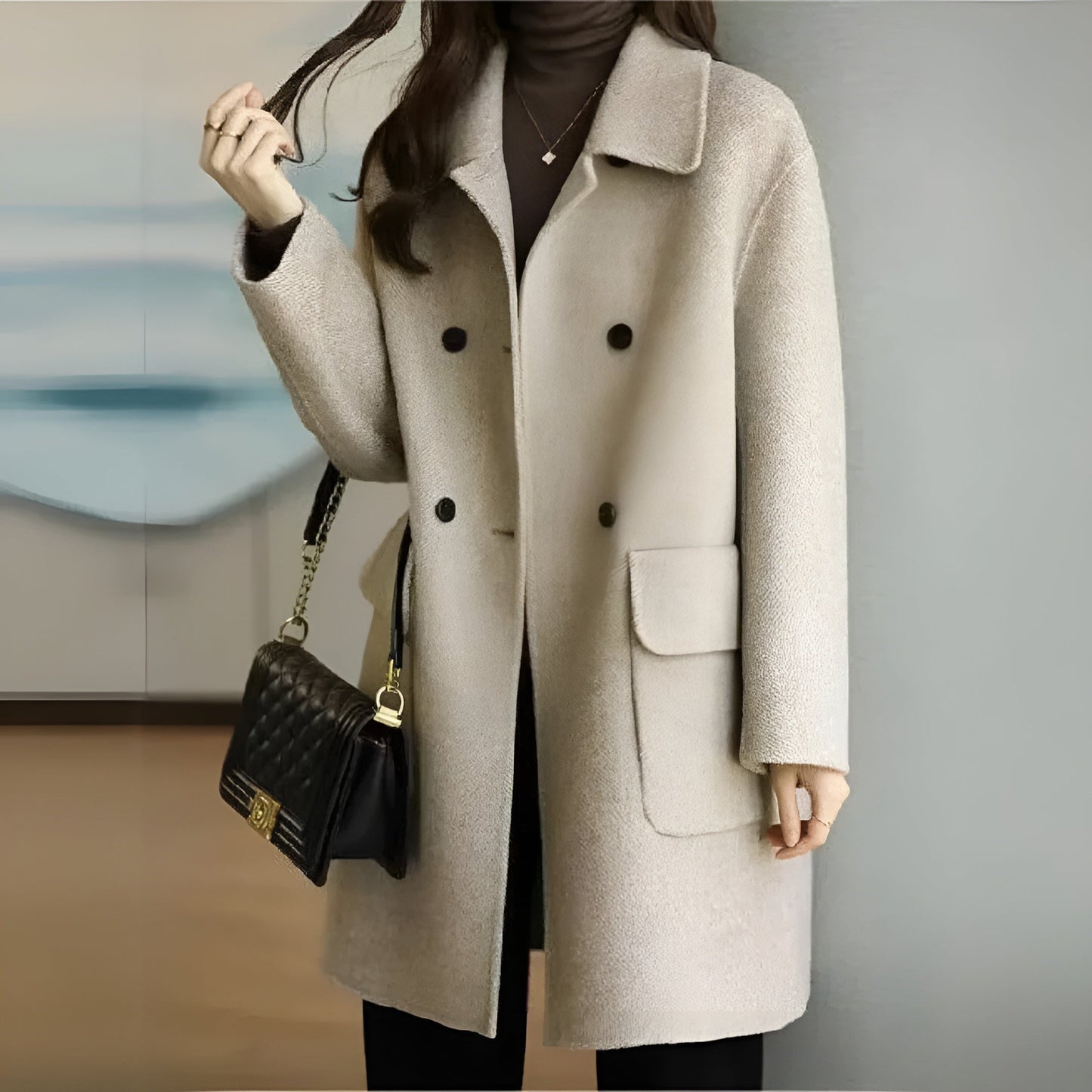 Manteau Femme Élégant à Quatre Boutons pour Hiver