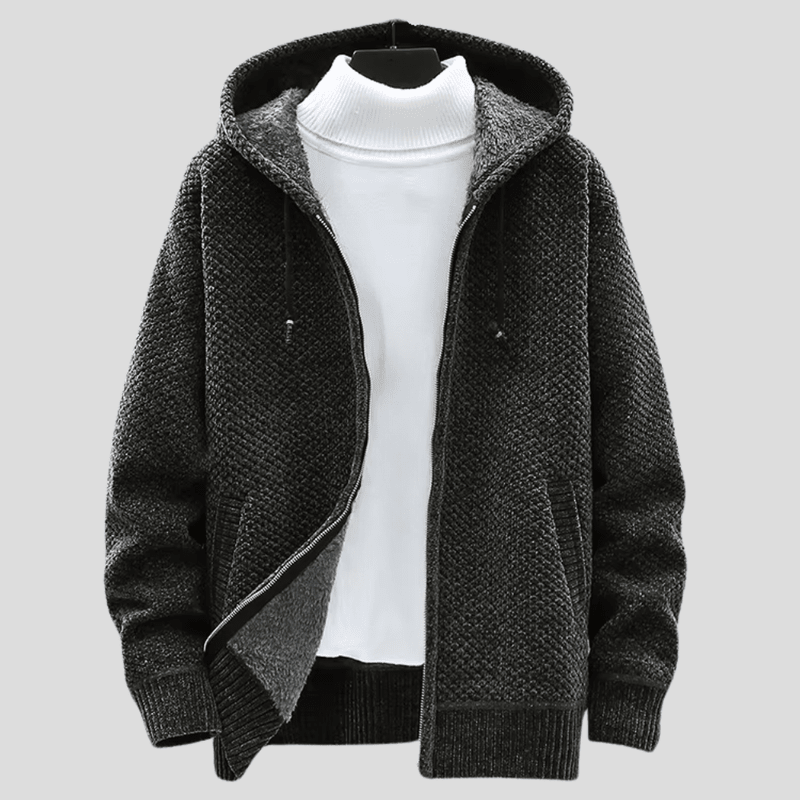 Sweat à Capuche Homme Doublé – Polaire Élégant Zippé pour Hiver
