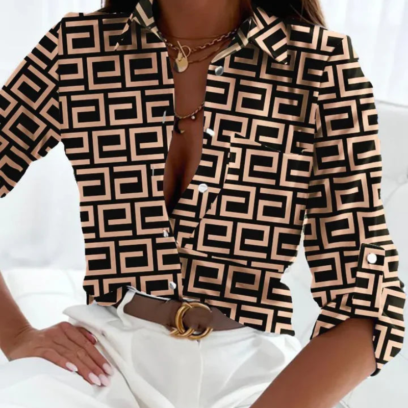 Chemise Féminine Col V Boutons Élégante