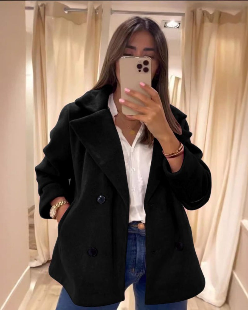 Manteau Femme Hiver Double Fermeture Col Montant