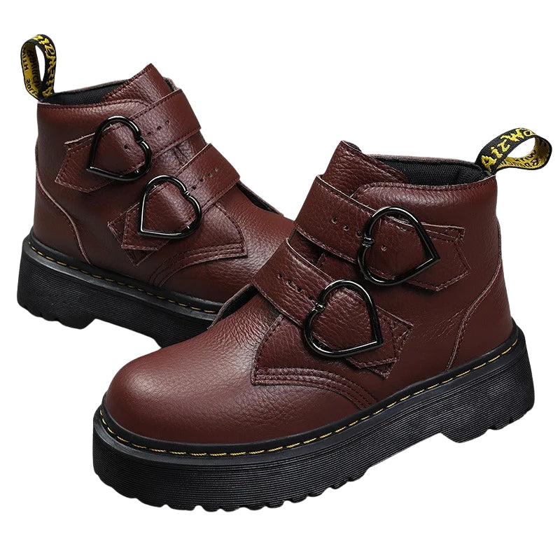Bottines Féminines à Boucles de Cœur