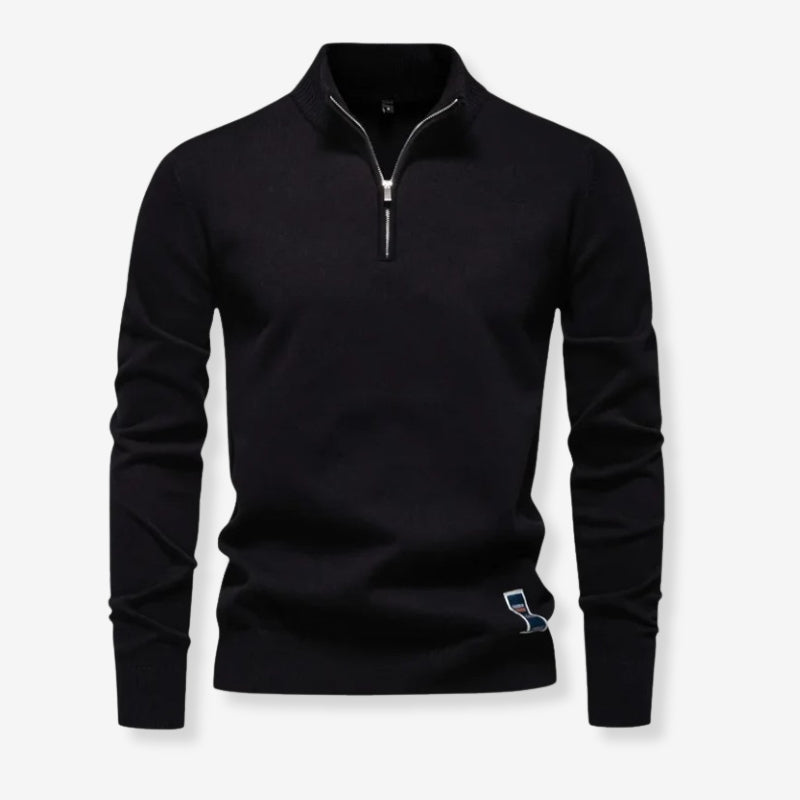 Pull Homme Élégant Manches Longues Col Zippé