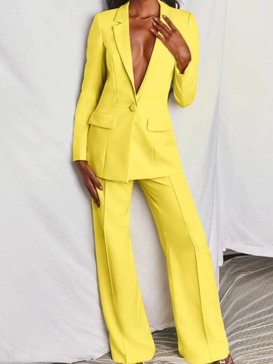 Costume Femme Chic Jaune Tailleur Élégant - LuxeStyle