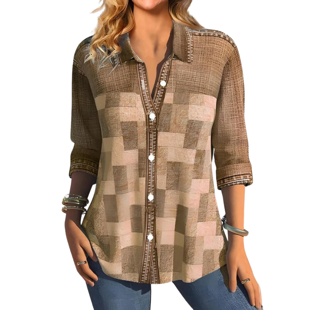 Chemise Femme Manches Longues Floral Élégante