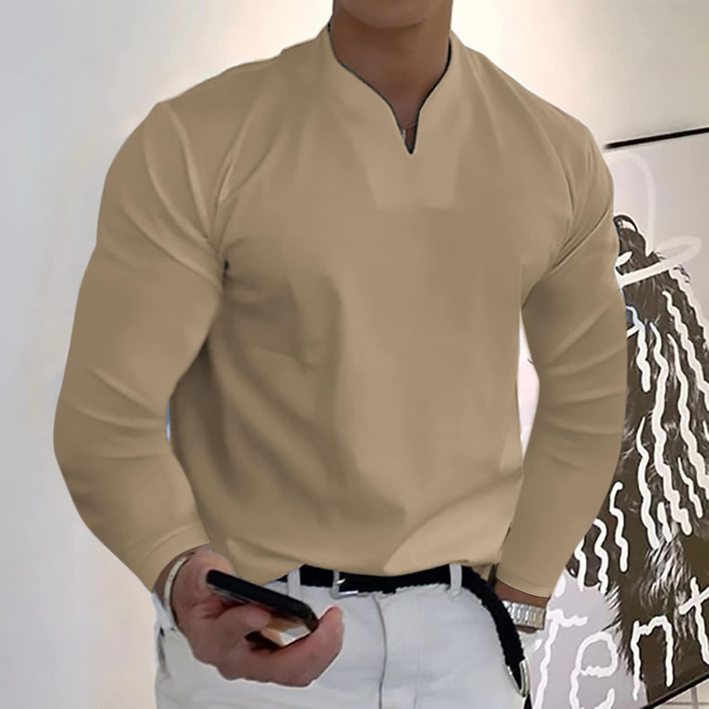 Polo Homme Classique Manches Longues Séchage Ultra-Rapide