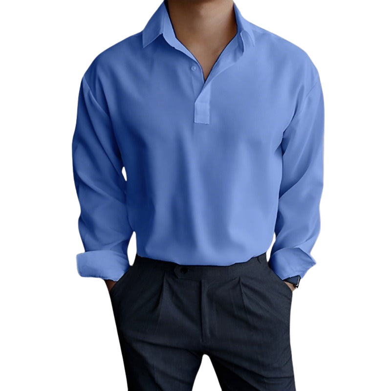 Polo Homme Hiver à Manches Longues avec Col Boutonné