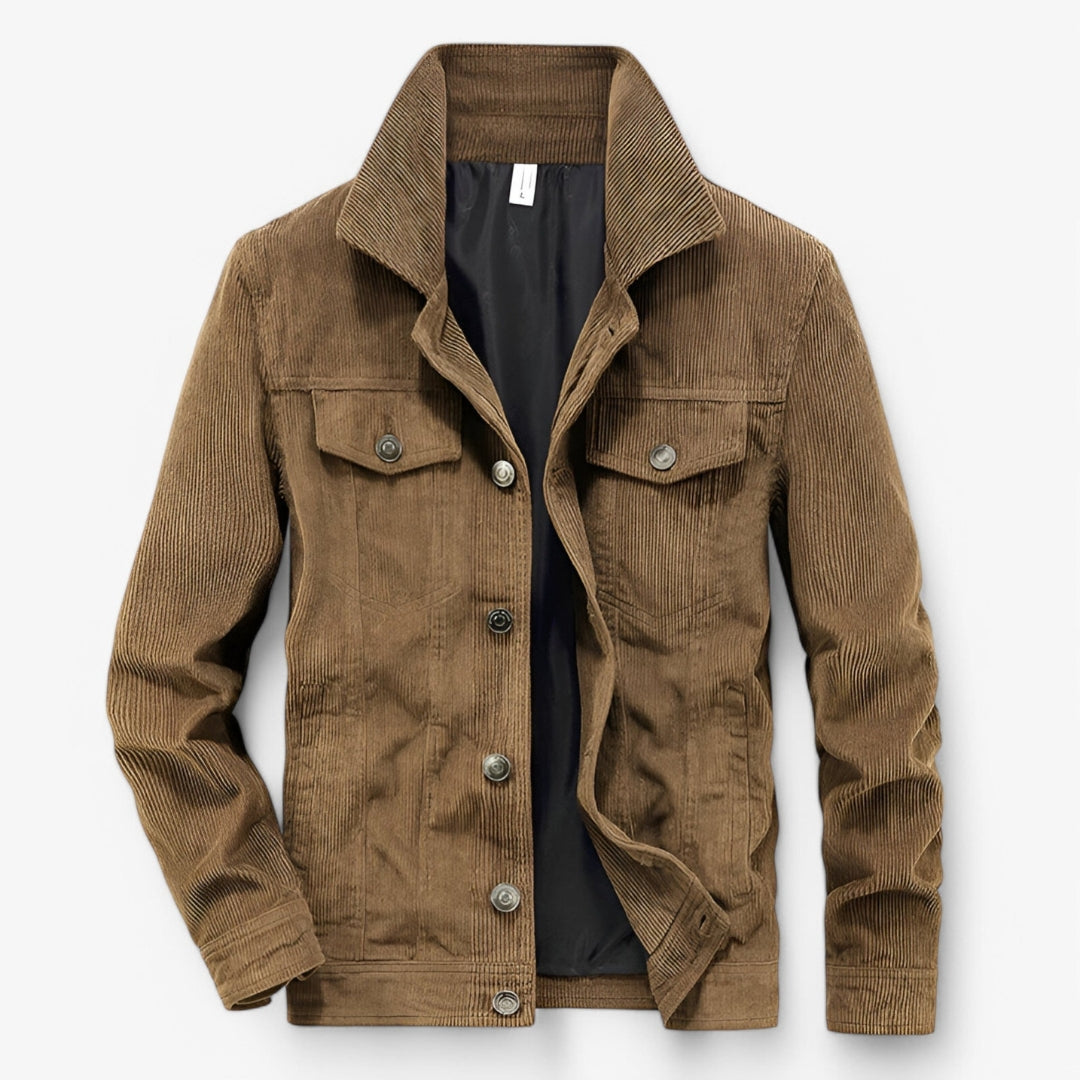 Veste en velours élégante avec poches et fermeture bouton - LuxeStyle