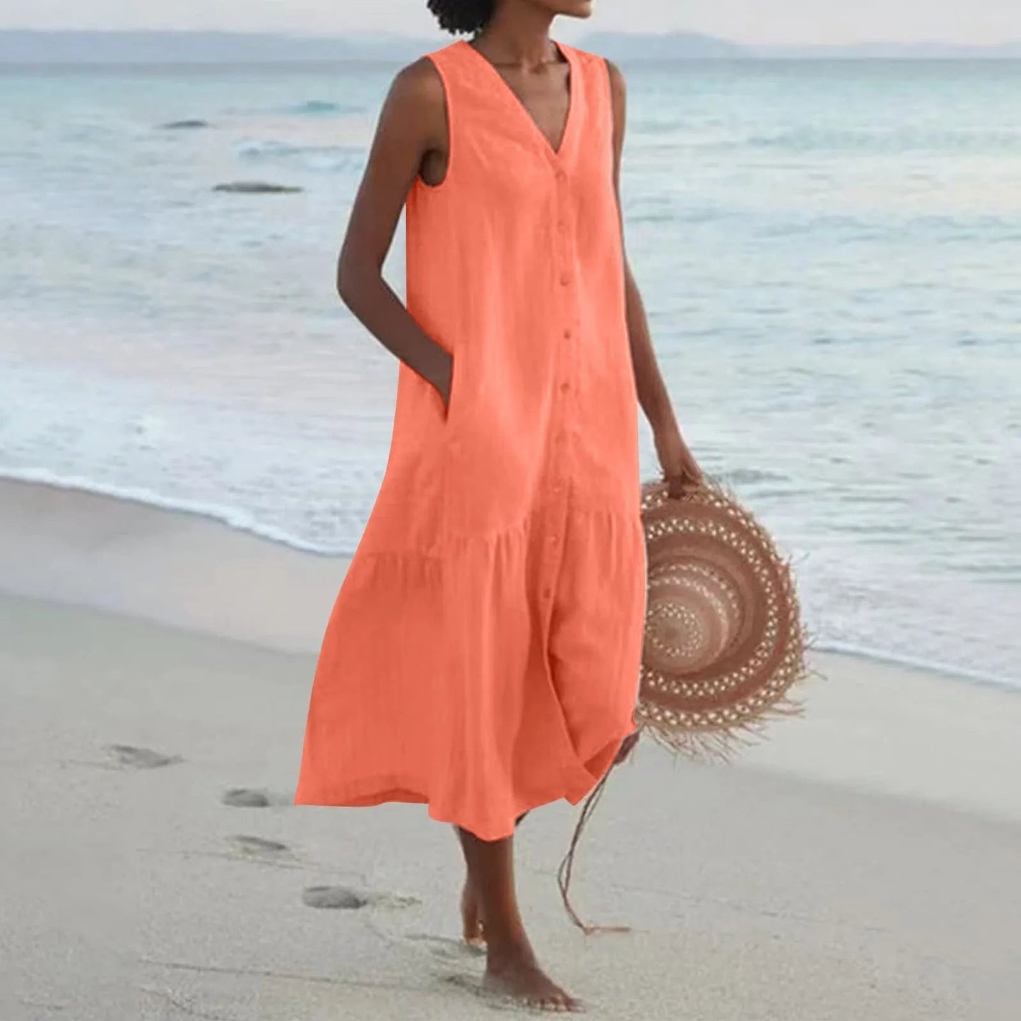 Robe Été Légère en Lin pour Femme