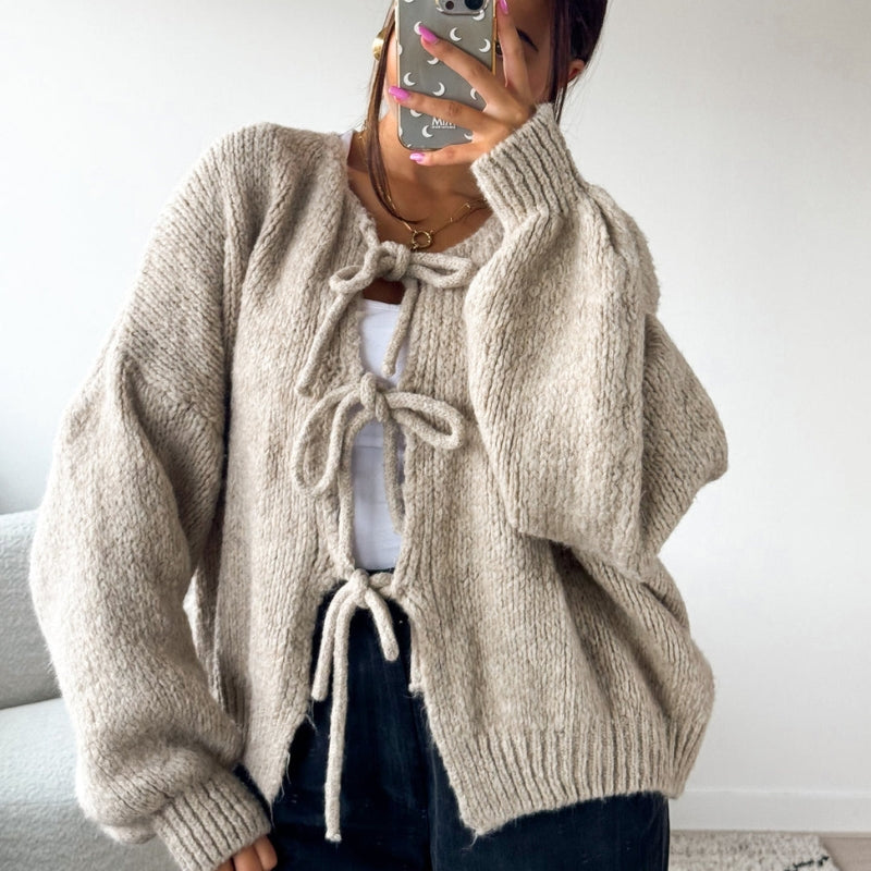 Cardigan Chic Col Rond Manches Longues - LuxeStyle