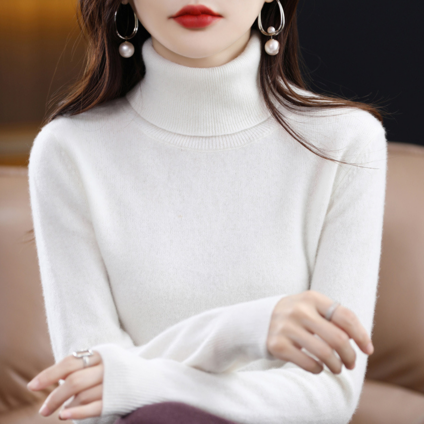 Pull Cachemire Doux pour Femme - Col Roulé Confortable et Léger