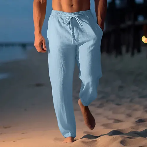 Pantalon Linéaire Blanc Homme Élastiqué