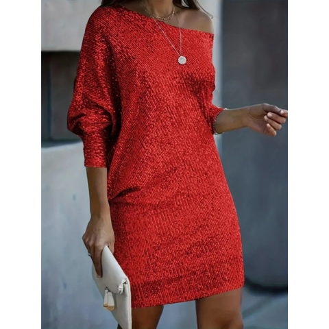 Robe de cocktail pailletée femme mini élégante