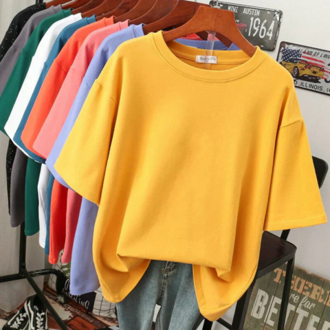 T-shirt femme décontracté en coton doux oversize