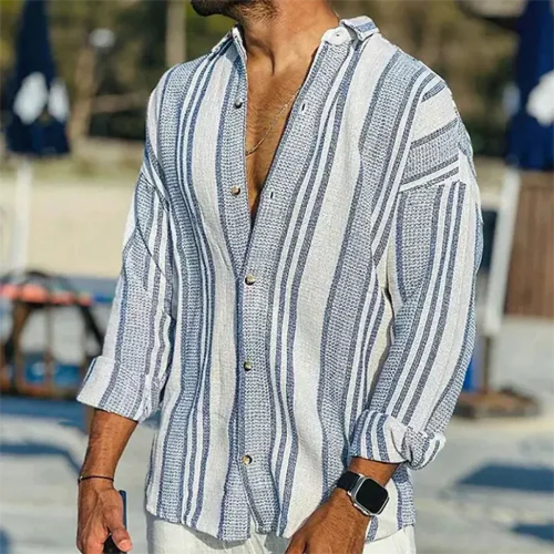 Chemise Homme Élégante À Rayures | Manches Longues