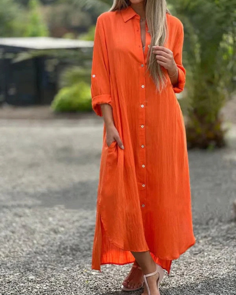 Robe Chemisier Femme Coton Douillet Élégant