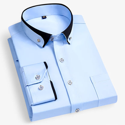 Chemise Homme Décussée Col Contrasté Décontractée
