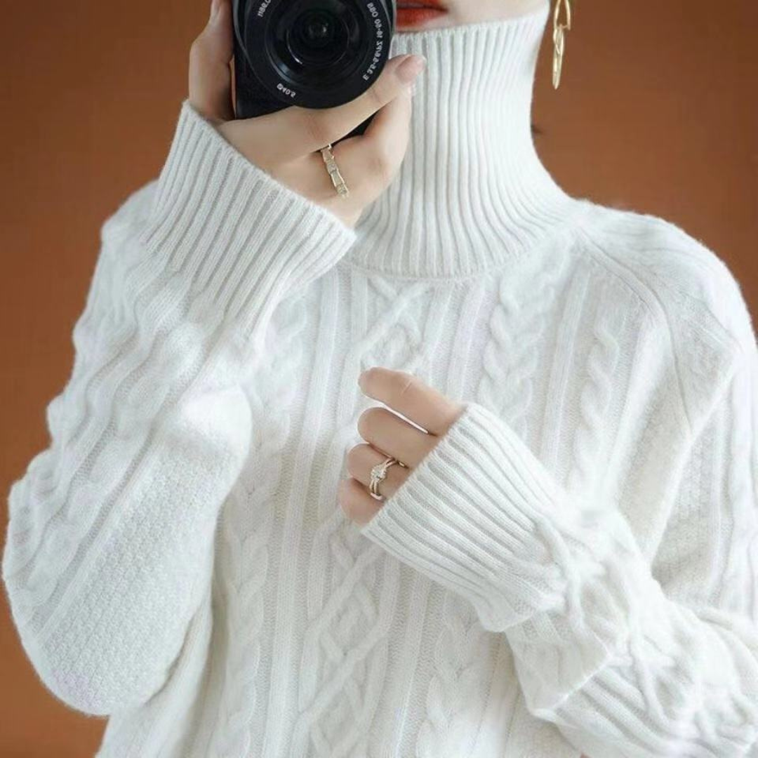 Pull Tricot Féminin Col Roulé Douillet