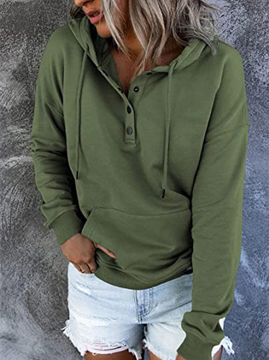 Sweat à capuche femme vert foncé casual - LuxeStyle
