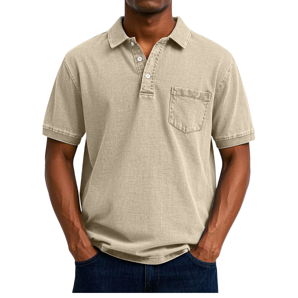 Chemise Homme Été à Manches Courtes avec Poche et Boutons