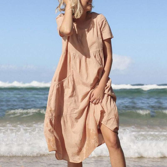 Robe Féminine Élégante Manches Courtes pour Femme - LuxeStyle