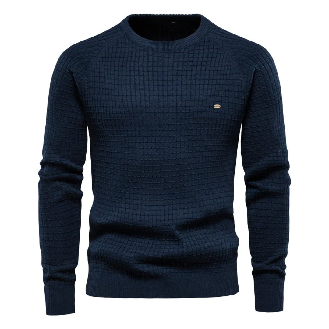 Pull Homme Marine à Col Rond Texture Élégante