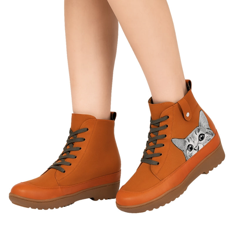 Bottines Mignonnes à Bout Rond Chat Féminin - LuxeStyle