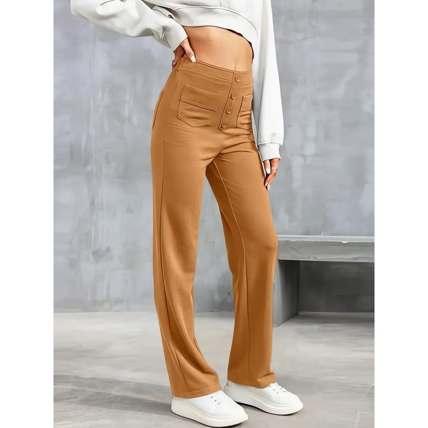 Pantalon Femme Élégant et Confortable Taille Élevée