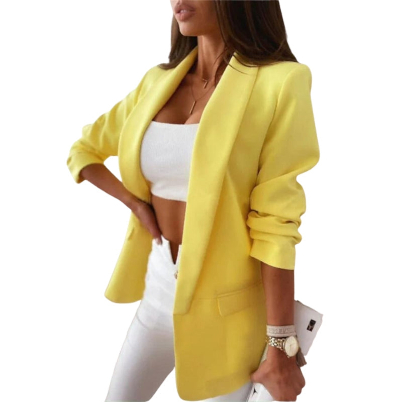 Blazer Élégant Femme Manches Longues Poches