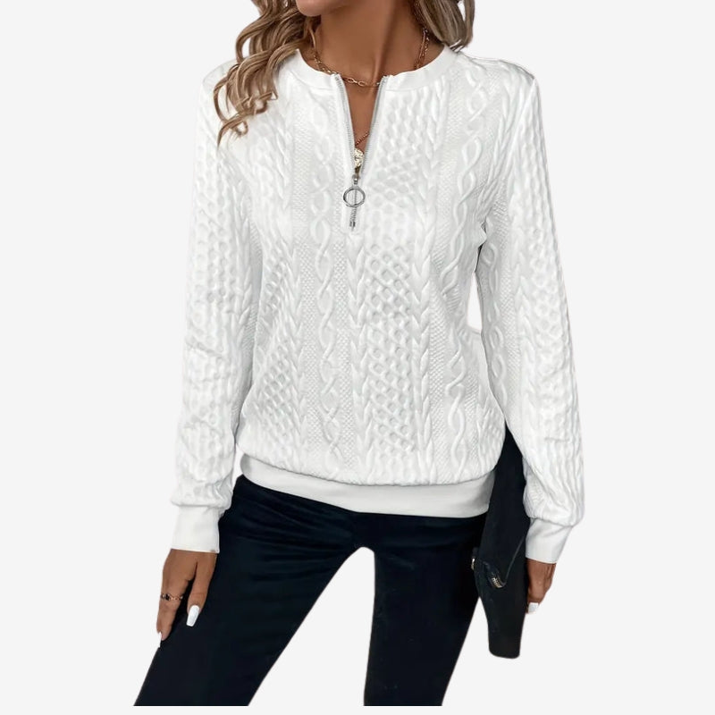 Pull Femme Col Rond Fermeture Éclair - LuxeStyle