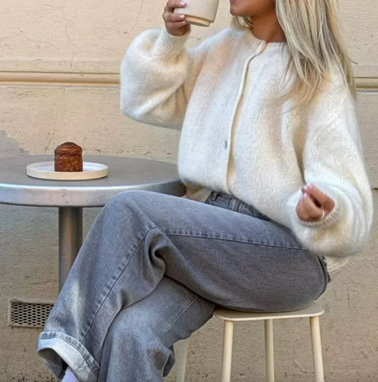 Gilet Femme Chaleureux - Cardigan Douillet Hiver en Laine Molletonnée