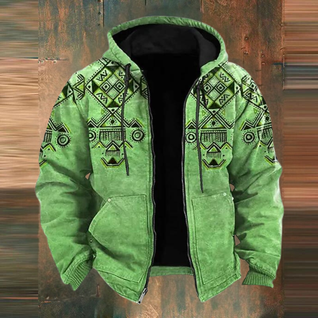 Veste en cuir homme décontractée avec imprimé géométrique