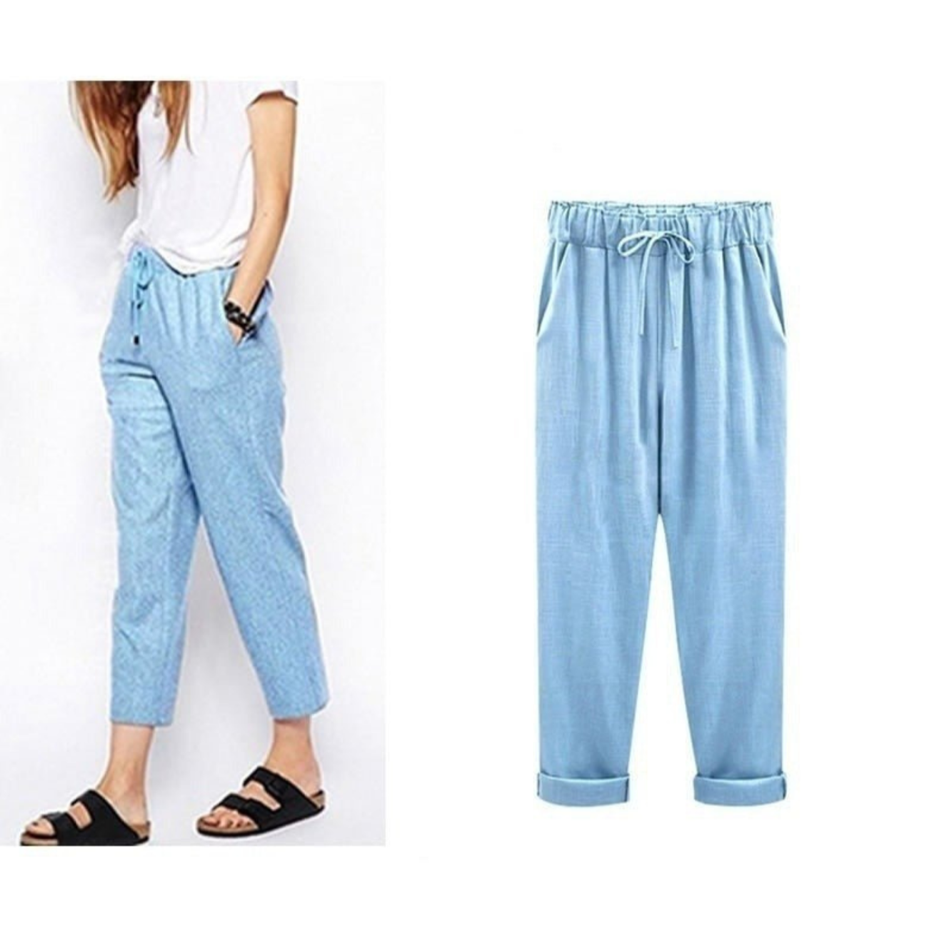 Pantalon Femme Élégant Lin Coton