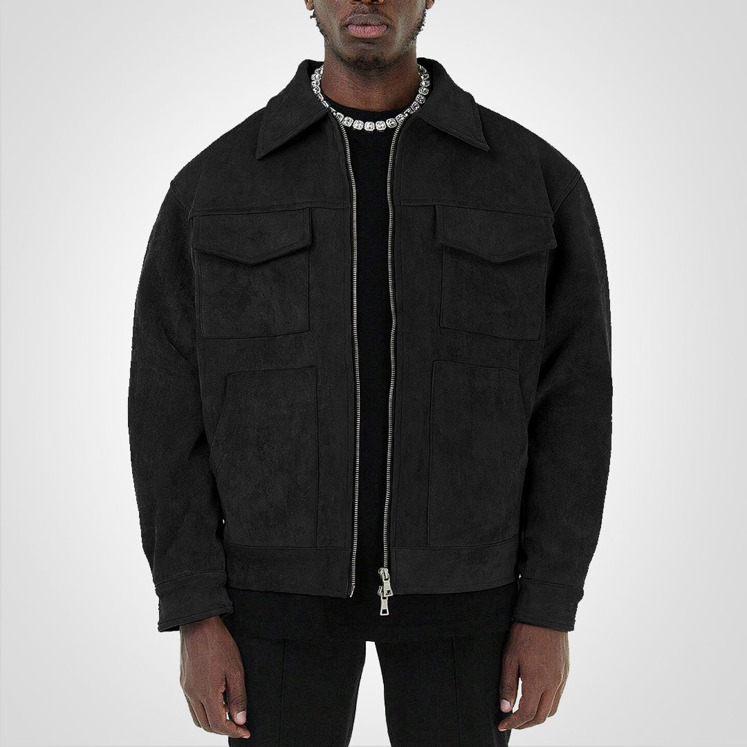 Blouson cuir brun homme fermeture zip