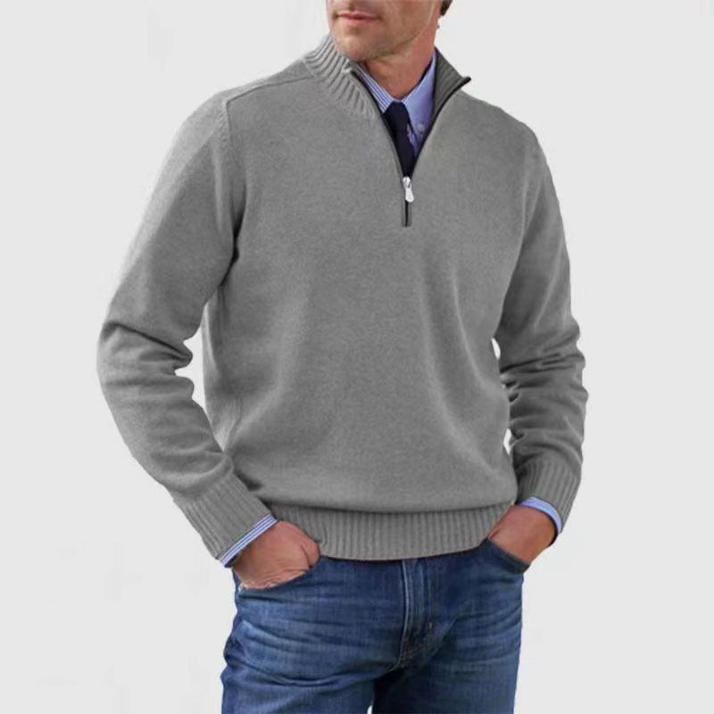 Pull Homme Rouge Doux à Fermeture Éclair