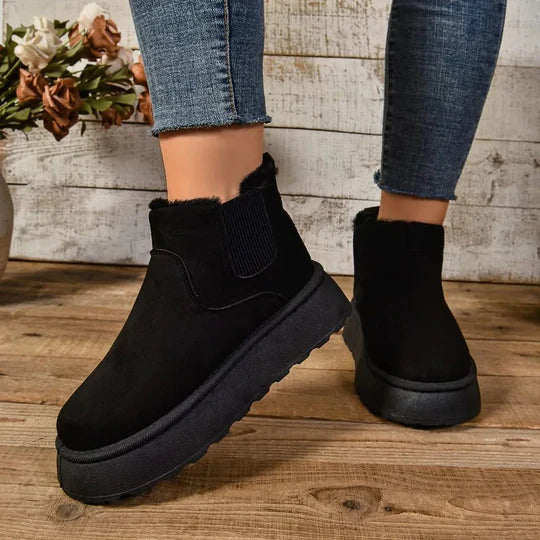 Bottines Hiver Chaudes À Lacets avec Semelle Grognon pour Femme