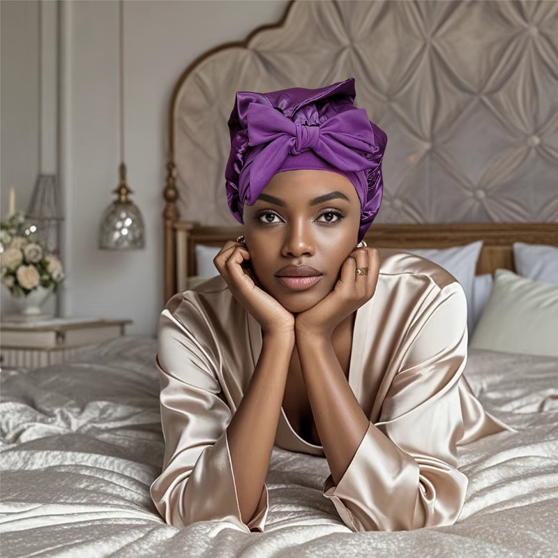 Bonnet de nuit doux en soie pour cheveux protégés
