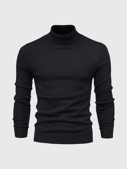 Pull Homme Blanc à Col Roulé Côtelé