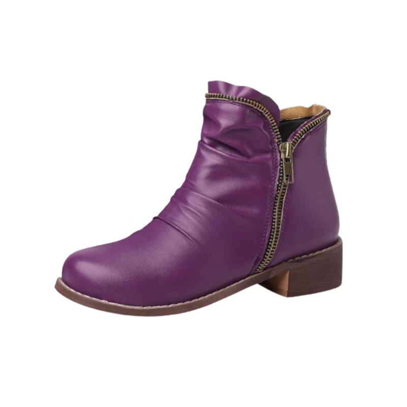 Bottines Élégantes à Talon Pointu avec Fermeture Éclair